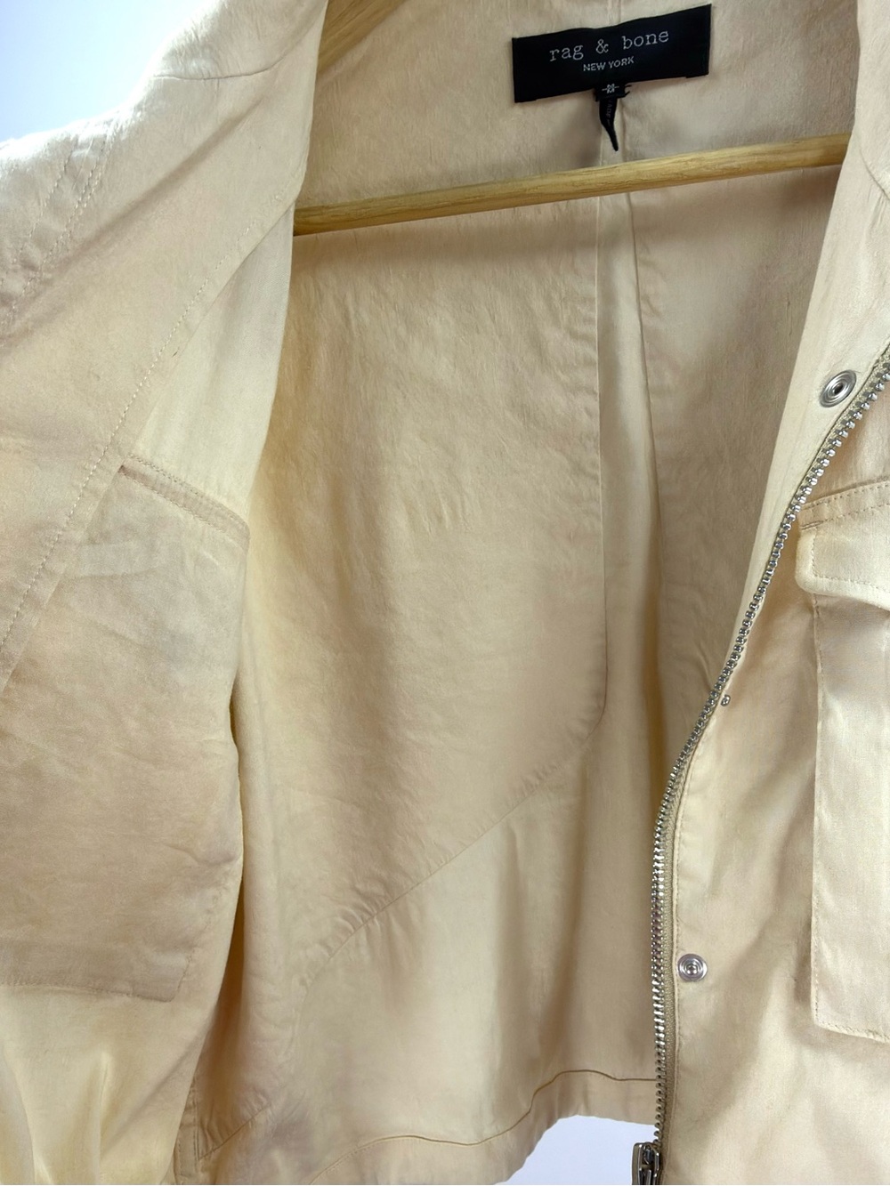 Rag & Bone M65 Cream Cropped Linen Blend Field Jacket M - Picture 13 of 13